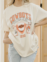 OSU Cowboys Prep Patch Off White Thrifted Tee