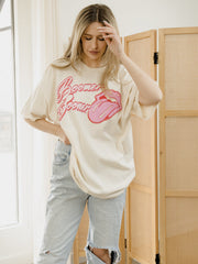 Rolling Stones OU Malibu Puff Ink Off White Thrifted Tee