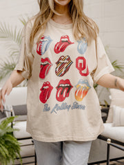 Rolling Stones OU Sooners Licks Over Time Off White One Size Tee
