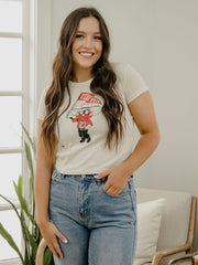 Texas Tech Mascot Flag Off White Micro Cropped Tee