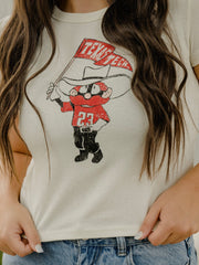 Texas Tech Mascot Flag Off White Micro Cropped Tee