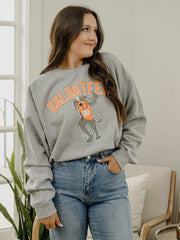 Volunteers Cartoon Mascot Puff Ink Gray Thrifted Sweatshirt