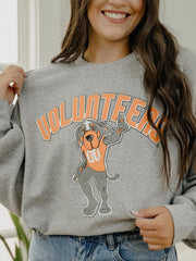 Volunteers Cartoon Mascot Puff Ink Gray Thrifted Sweatshirt