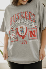 Nebraska Huskers Prep Patch Gray Thrifted Tee