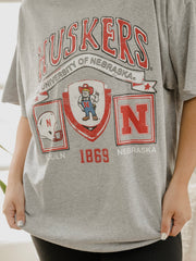 Nebraska Huskers Prep Patch Gray Thrifted Tee