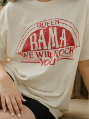 Queen University of Alabama Will Rock You Off White Thrifted Tee