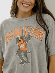 Vols Cartoon Mascot Puff Ink Gray Thrifted Tee