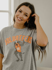 Vols Cartoon Mascot Puff Ink Gray Thrifted Tee