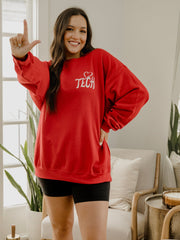 Texas Tech Lyric Puff Ink Red Sweatshirt