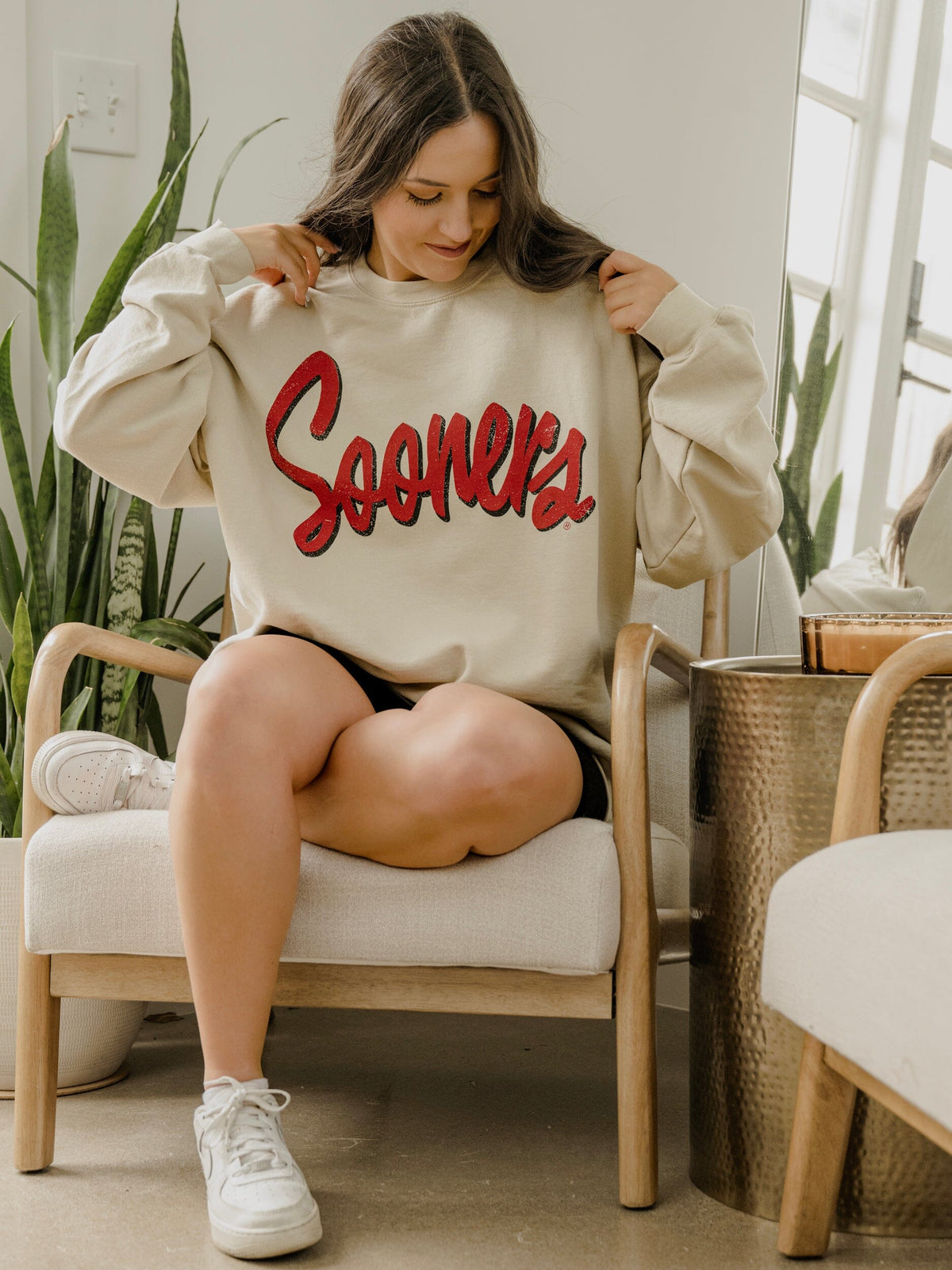 Sooners Barbie Sand Thrifted Sweatshirt