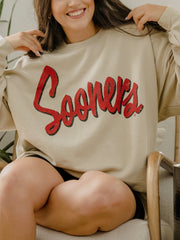 Sooners Barbie Sand Thrifted Sweatshirt