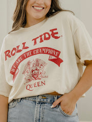 Queen Bama Crimson Tide Champions Scroll Off White Thrifted Tee