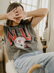 Nebraska Huskers Helmet Fade Charcoal Tank