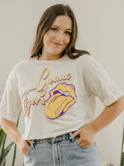 Rolling Stones LSU Tigers Malibu Puff Ink Off White Cropped Tee