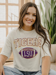 LSU Tigers Wonka Football Off White Cropped Tee