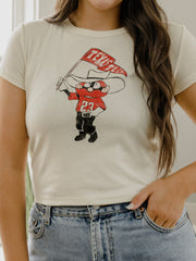 Texas Tech Mascot Flag Off White Micro Cropped Tee