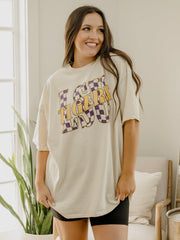 LSU Tigers Twisted Check Off White Thrifted Tee