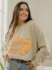 Rolling Stones Vols Go Big Orange Malibu Puff Ink Sand Thrifted Sweatshirt