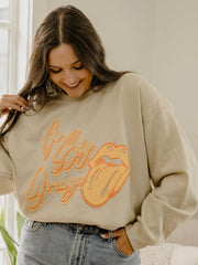 Rolling Stones Vols Go Big Orange Malibu Puff Ink Sand Thrifted Sweatshirt