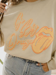 Rolling Stones Vols Go Big Orange Malibu Puff Ink Sand Thrifted Sweatshirt