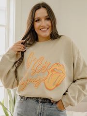 Rolling Stones Vols Go Big Orange Malibu Puff Ink Sand Thrifted Sweatshirt