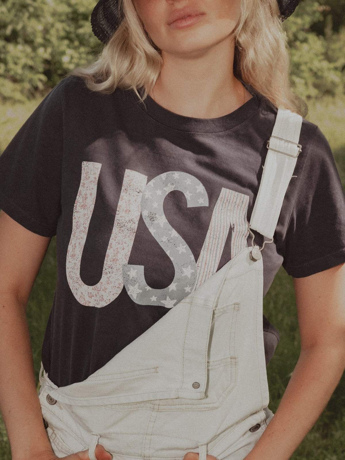 USA Floral Washed Navy Ellie Heavyweight Tee