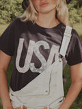 USA Floral Washed Navy Ellie Heavyweight Tee