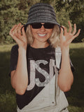 USA Floral Washed Navy Ellie Heavyweight Tee