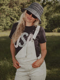 USA Floral Washed Navy Ellie Heavyweight Tee