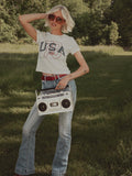 USA '76 Off White Micro Cropped Tee