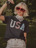 USA Quilted Puff Ink Vintage Navy Ellie Perfect Tee