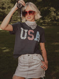 USA Quilted Puff Ink Vintage Navy Ellie Perfect Tee