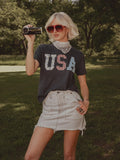 USA Quilted Puff Ink Vintage Navy Ellie Perfect Tee