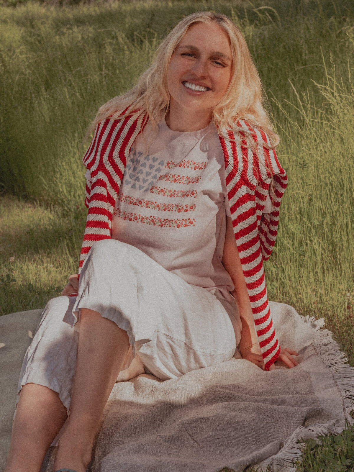 USA Floral Flag Pink Ellie Perfect Tee