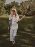 The Beach Boys USA Surf Emblem Off White Cropped Tee