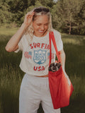The Beach Boys USA Surf Emblem Off White Cropped Tee