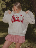 USA / America Double Tall Boy Gray Mock Neck Reversible Sweatshirt