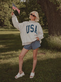 USA / America Double Tall Boy Gray Mock Neck Reversible Sweatshirt