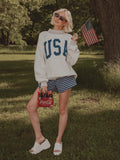 USA / America Double Tall Boy Gray Mock Neck Reversible Sweatshirt