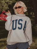 USA / America Double Tall Boy Gray Mock Neck Reversible Sweatshirt