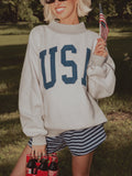 USA / America Double Tall Boy Gray Mock Neck Reversible Sweatshirt