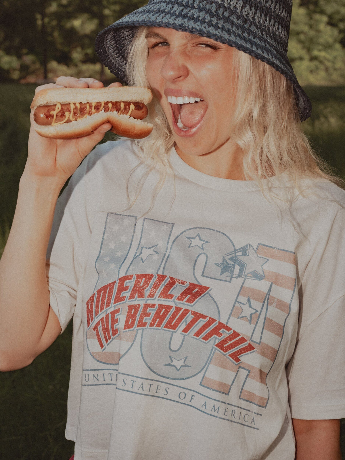 America The Beautiful Off White Cropped Tee