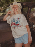 USA Mount Rushmore Off White Thrifted Tee