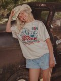 USA Mount Rushmore Off White Thrifted Tee