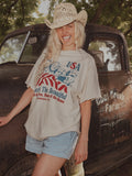 USA Mount Rushmore Off White Thrifted Tee