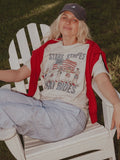 4th of July America Stars, Stripes & Ski Rides Thrifted Tee