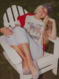 4th of July America Stars, Stripes & Ski Rides Thrifted Tee