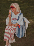 The Beach Boys USA Surf Emblem Light Blue Thrifted Tee