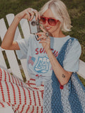 The Beach Boys USA Surf Emblem Light Blue Thrifted Tee