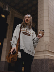 Nebraska Western Established Date Gray Mock Neck Reversible Sweatshirt